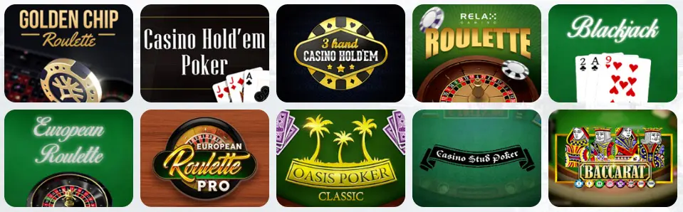 Jeux de table au Golden Euro Casino